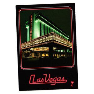 Hacienda Front Entrance Night Lights Vintage Postcard Resort Hotel Casino Vegas